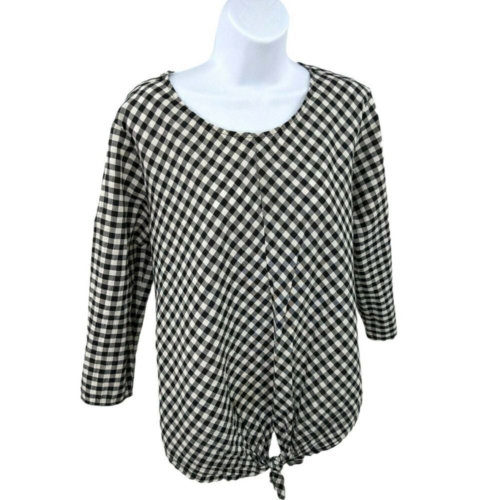 Velvet Heart Black White Plaid Gingham Shirt Top